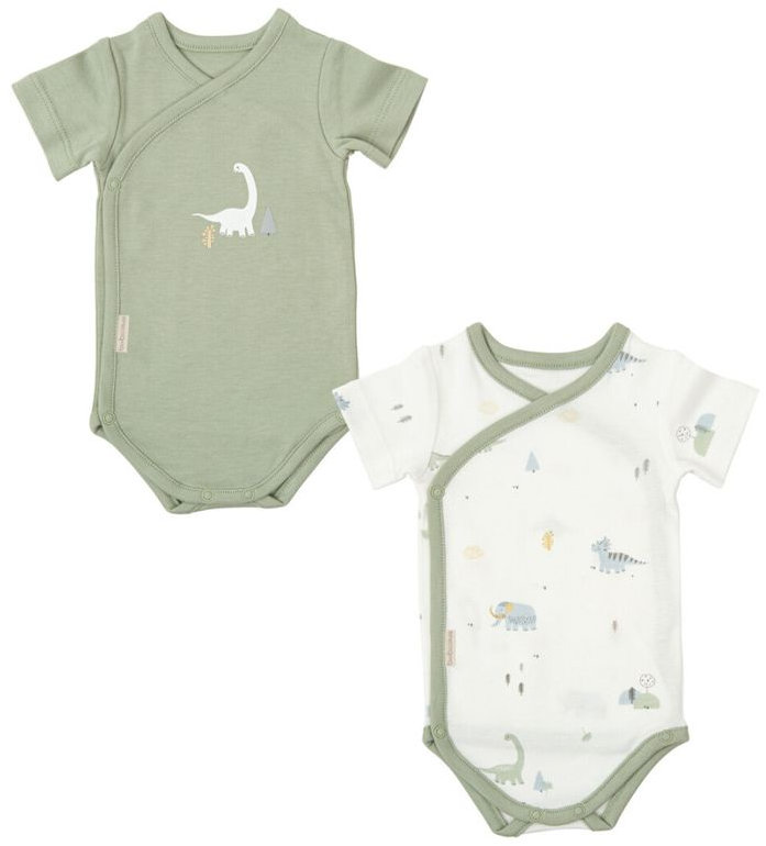 Set body Bimbidreams - Trex, 2 bucăți, 0-1 luni, White/Green