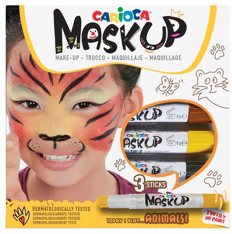 Set vopsele pentru față Carioca Mask up - Animale, 3 culori