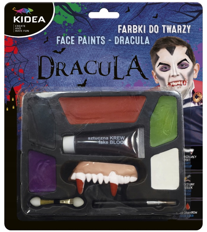 Set vopsele de fata si accesorii Kidea - Dracula, 6 culori