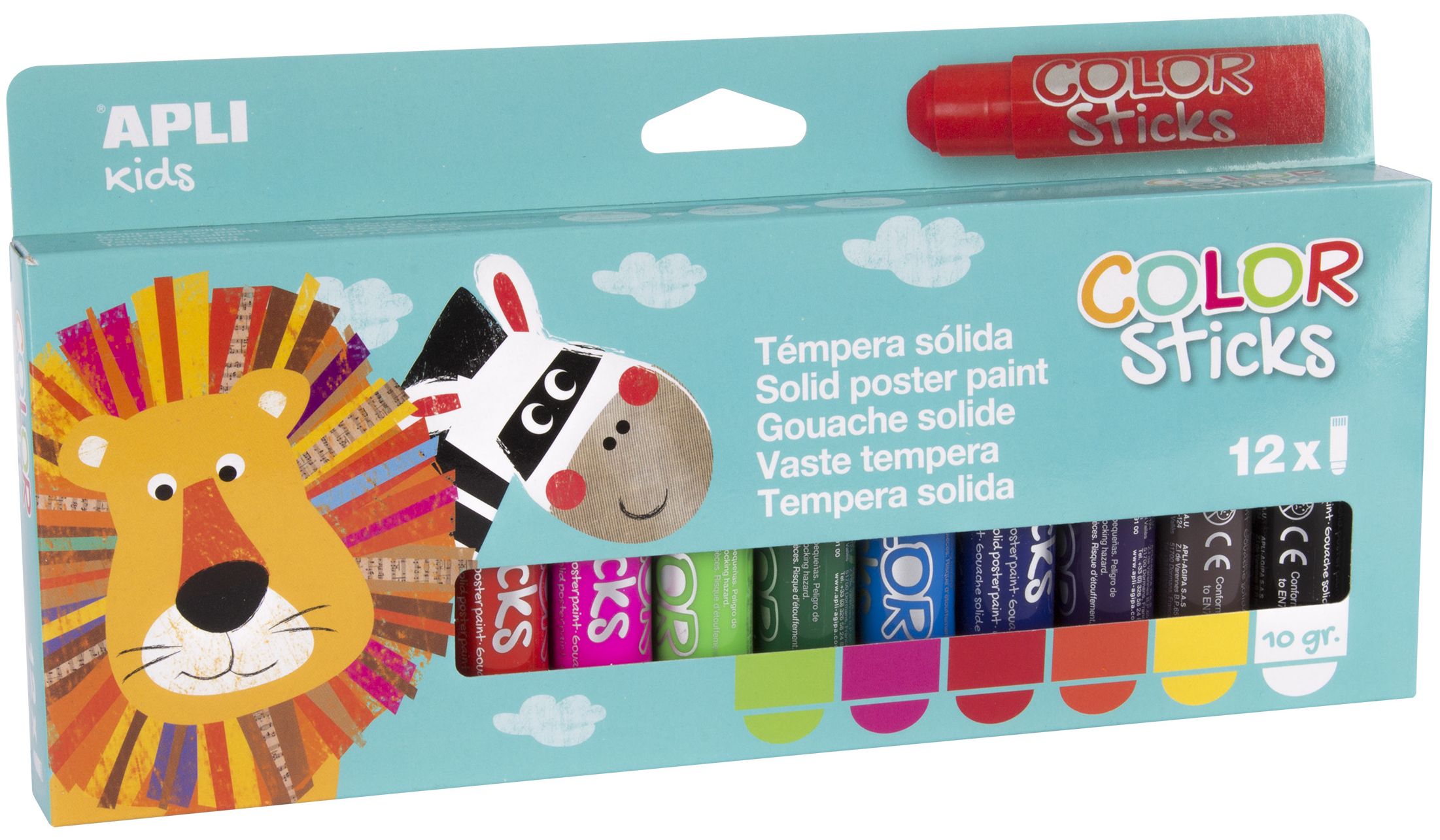 Set de creioane pentru desen APLI Kids - Baton de guache, 12 culori pastelate