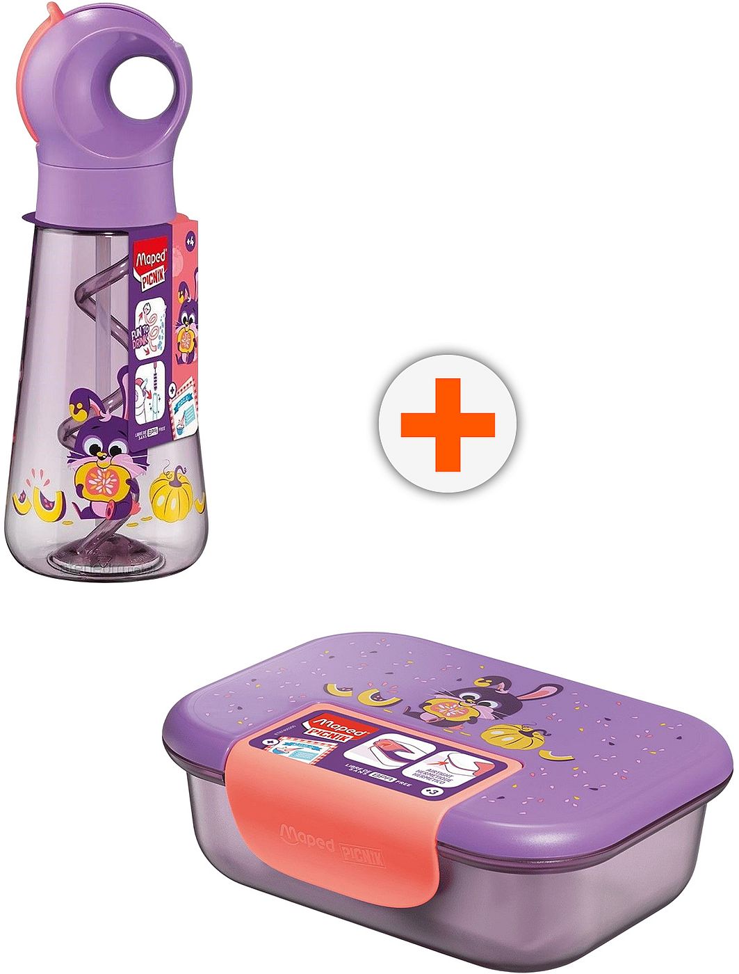 Set sticlă și cutie Maped Picnik Miniz - Rabbit