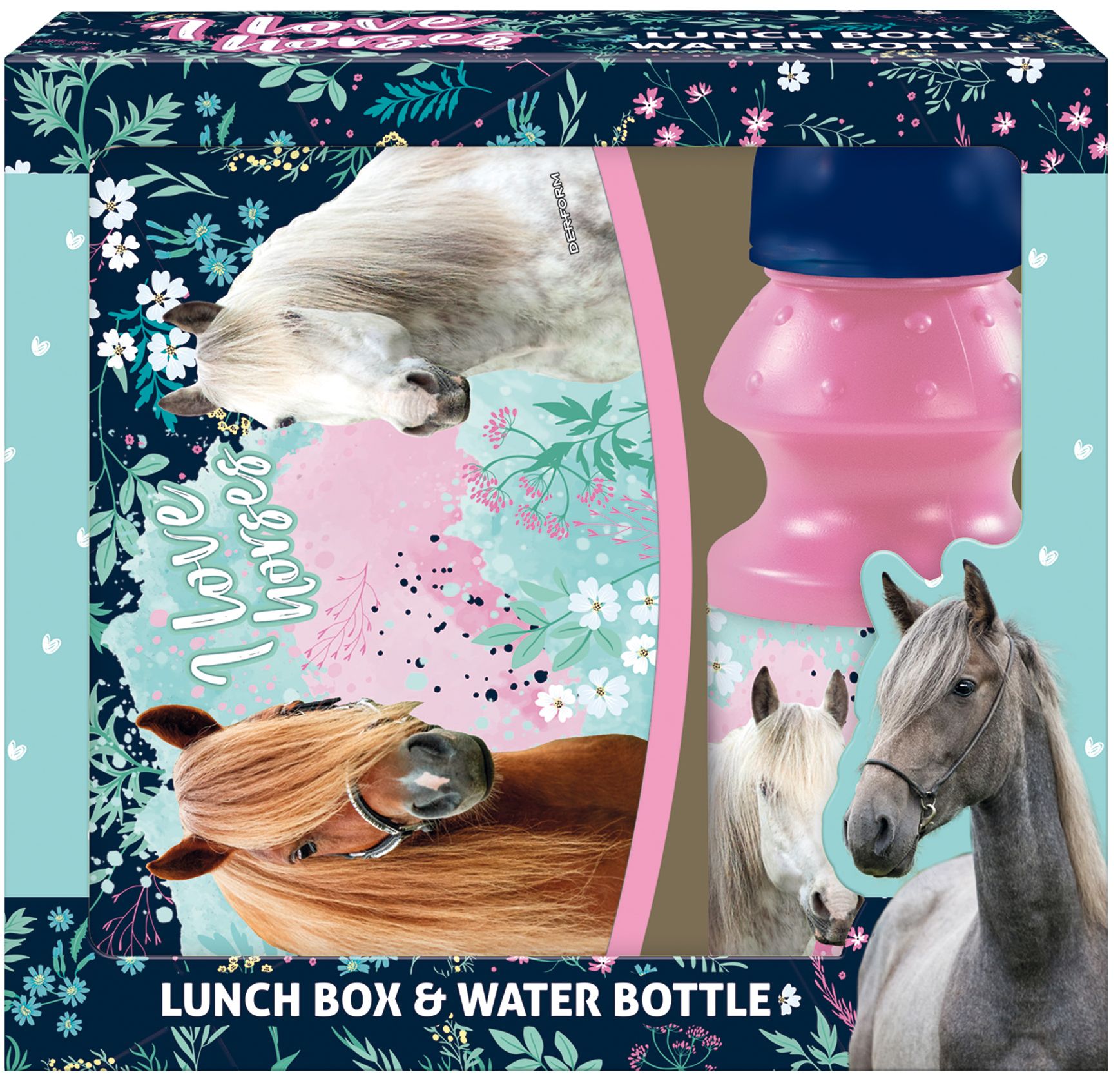 Set sticlă și cutie pentru mâncare Derform Horses 23