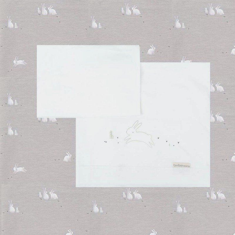 Set de cearșafuri pentru pătuț Bimbidreams - Bunny, 3 bucăți, 60 x 120 cm, Gri