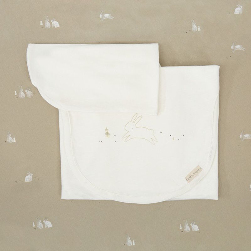 Set de cearșafuri pentru leagăn de bebeluși Bimbidreams - Bunny, 50 x 80 cm, Green Moss
