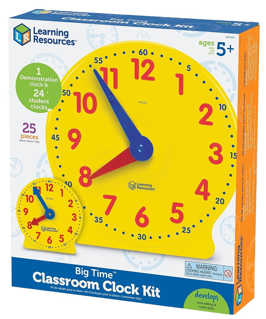 Set de ceasuri pentru sala de clasă Learning Resource - Big Time, 25 de piese