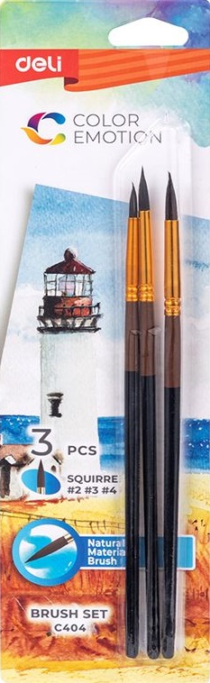Set de pensule de pictură Deli Color Emotion - EC404, 3 buc.