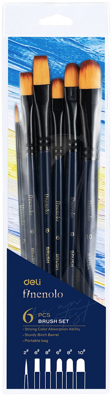 Set pensule pentru pictură Deli Finenolo - EC278, 6 bucăți