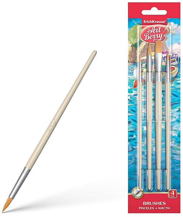 Set pensule pentru pictură Erich Krause Art Berry - Synthetic, 4 bucăți