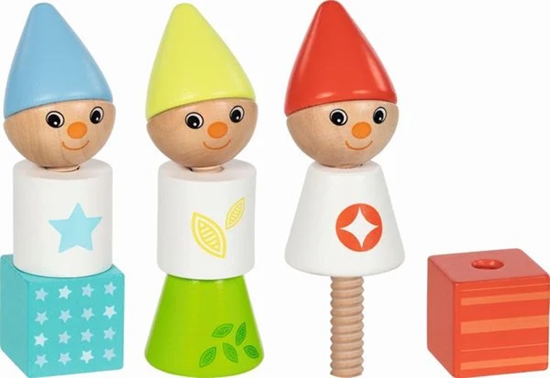 Set figurine din lemn Goki - Pitici pe un șurub