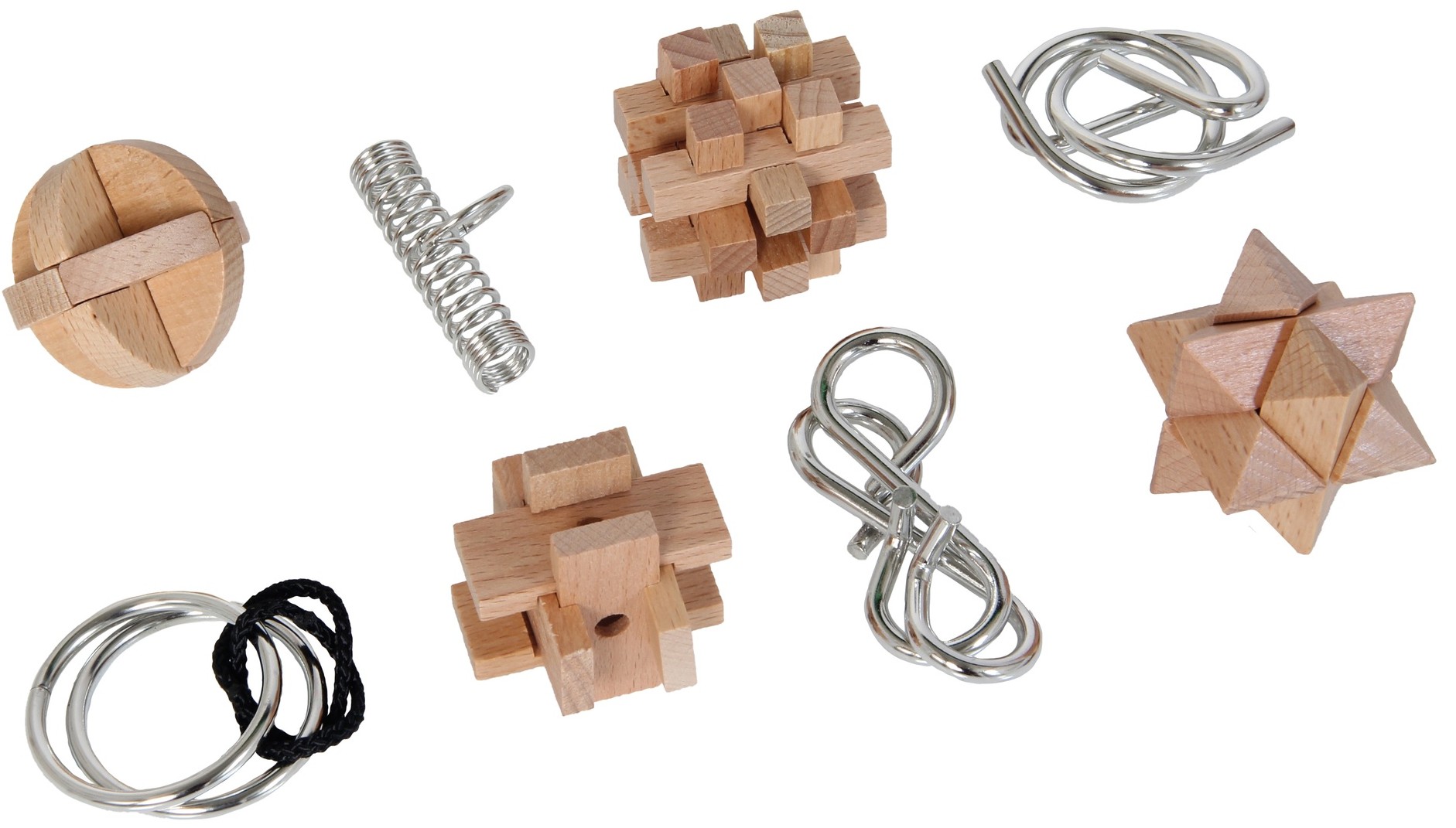 Set de puzzle-uri logice din lemn și metal Eureka - Brain Busters