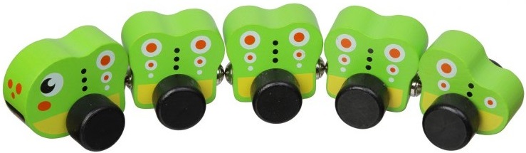 Set de jucării din lemn pe roți Cubika - Caterpillar