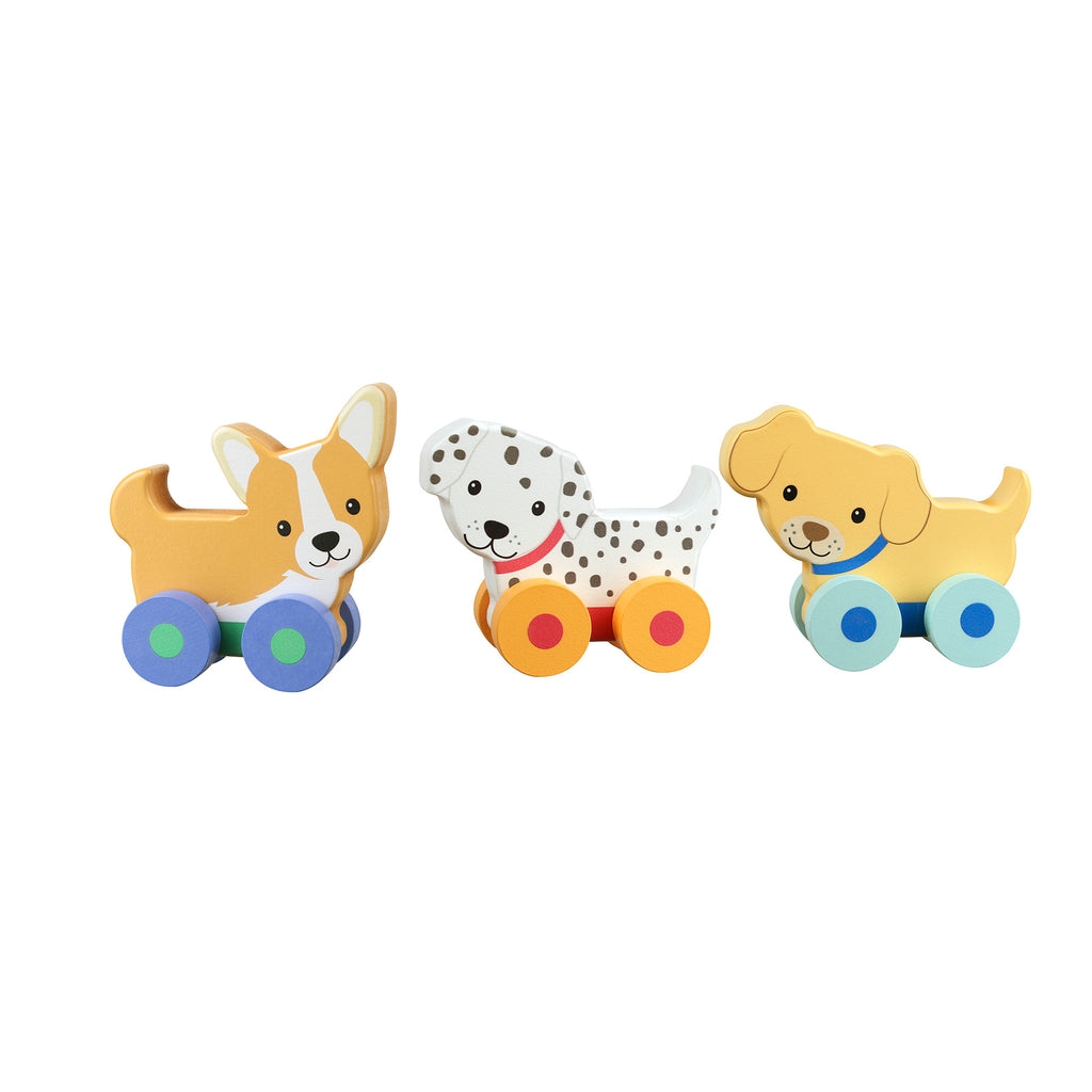 Set de jucării din lemn pentru împins Orange Tree Toys - Cățeluși