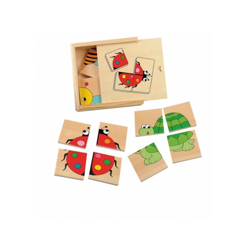 Set puzzle-uri din lemn Woody – 4 in 1
