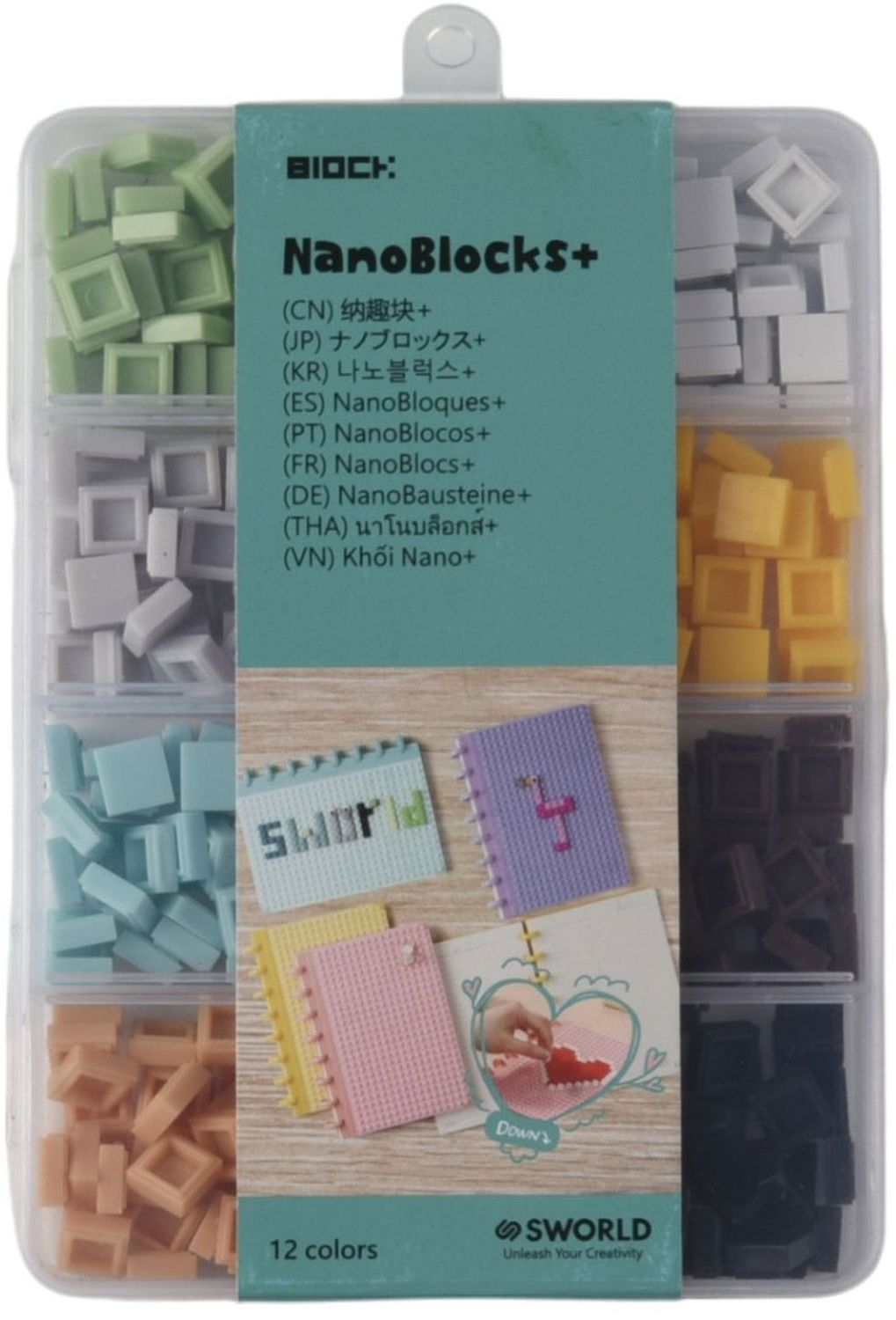 Set de cuburi decorative Sworld Block - 12 culori x 30 bucăți