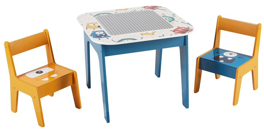 Set masă pentru copii din lemn cu 2 scaune Ginger Home - Lego Monster