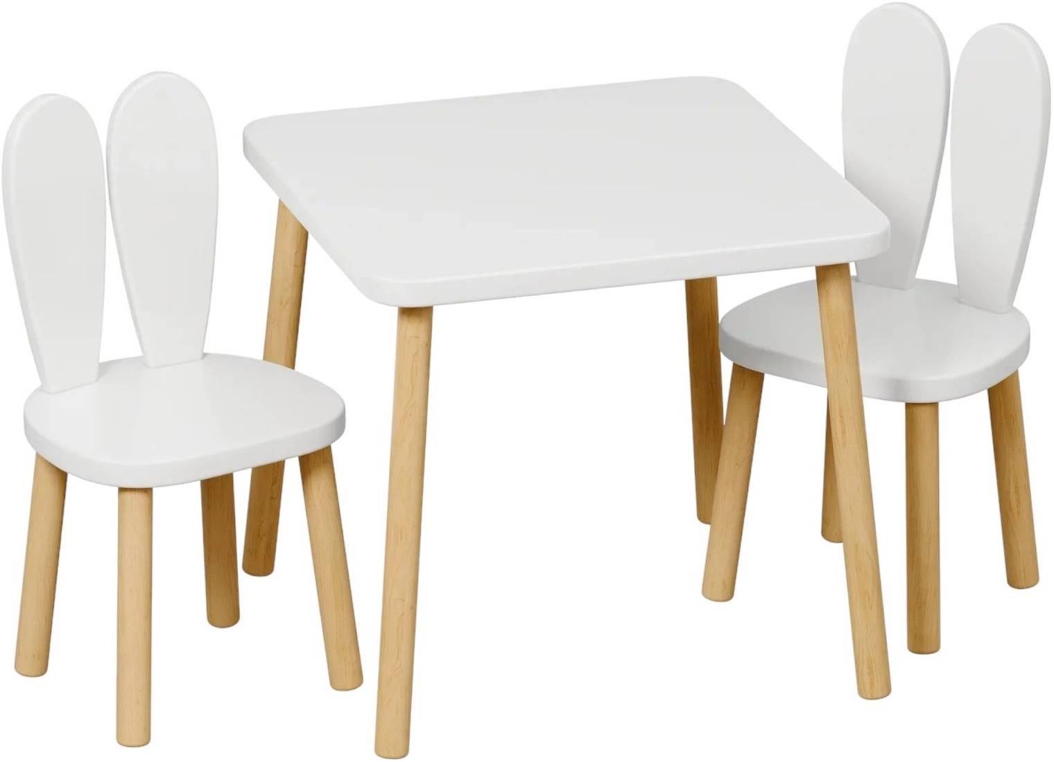 Set de masă pentru copii cu 2 scaune Ginger Home - Bunny, alb