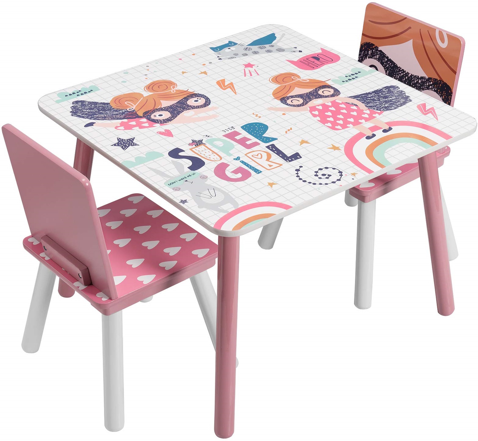 Set pentru copii masă cu 2 scaune  Ginger Home  - Super Girl