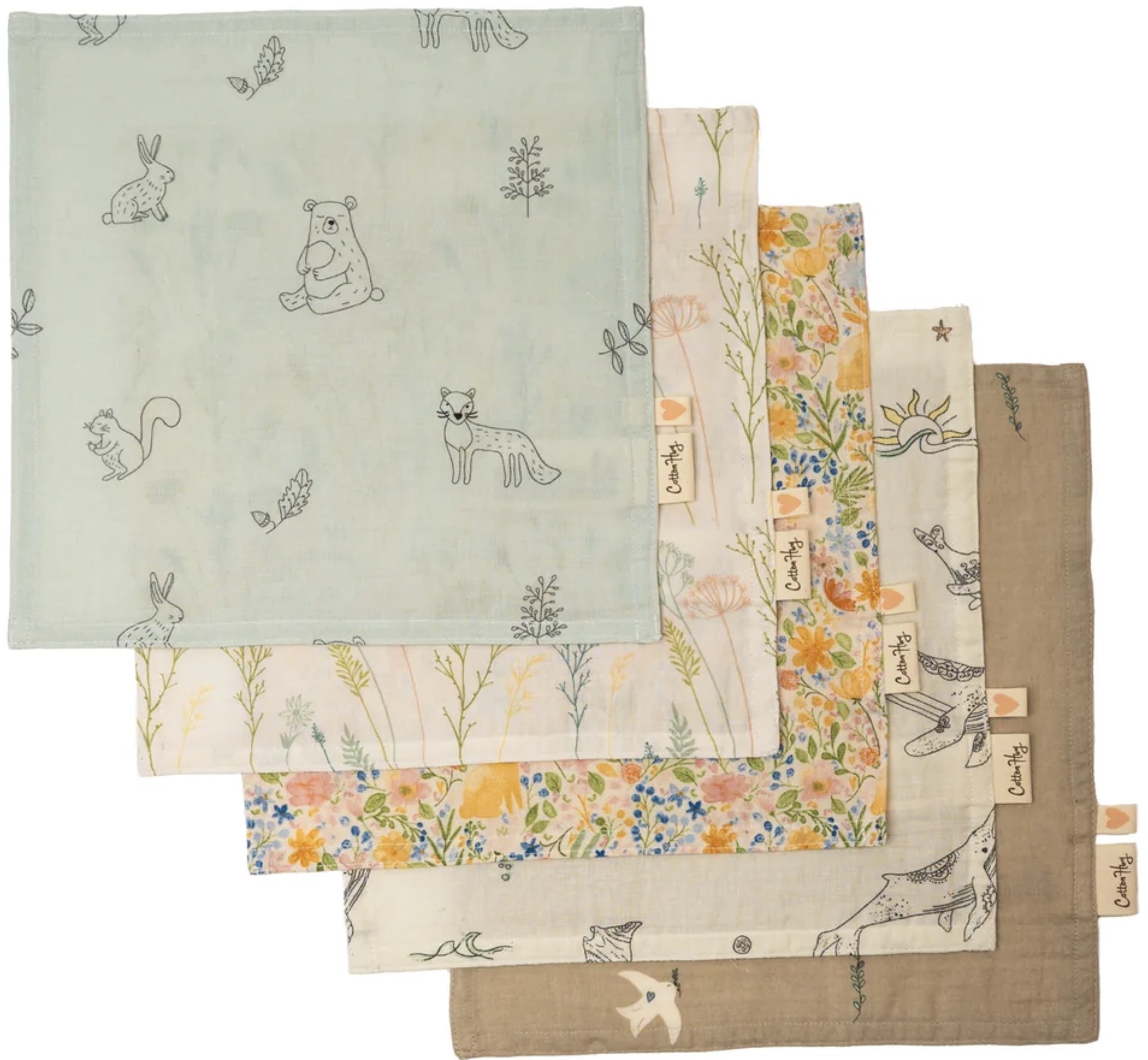 Set de prosoape pentru copii Cotton Hug - Multicolor, 30 х 30 cm, 5 buc.
