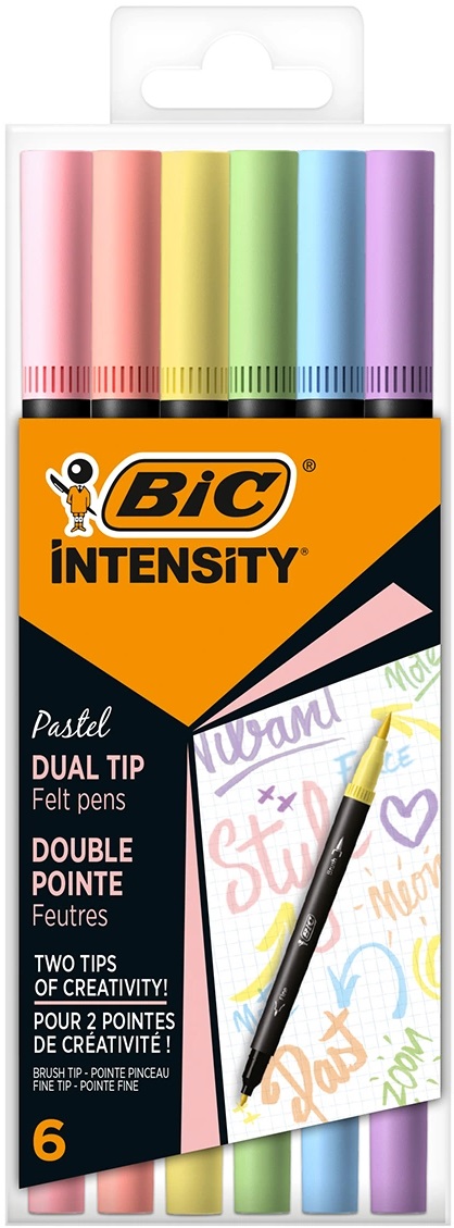 Set de markere BIC Intensity double-ended - 6 culori pastelate