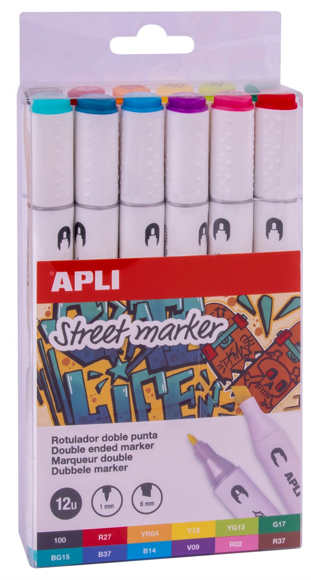 Set Markere cu doua varfuri Apli - 12 culori