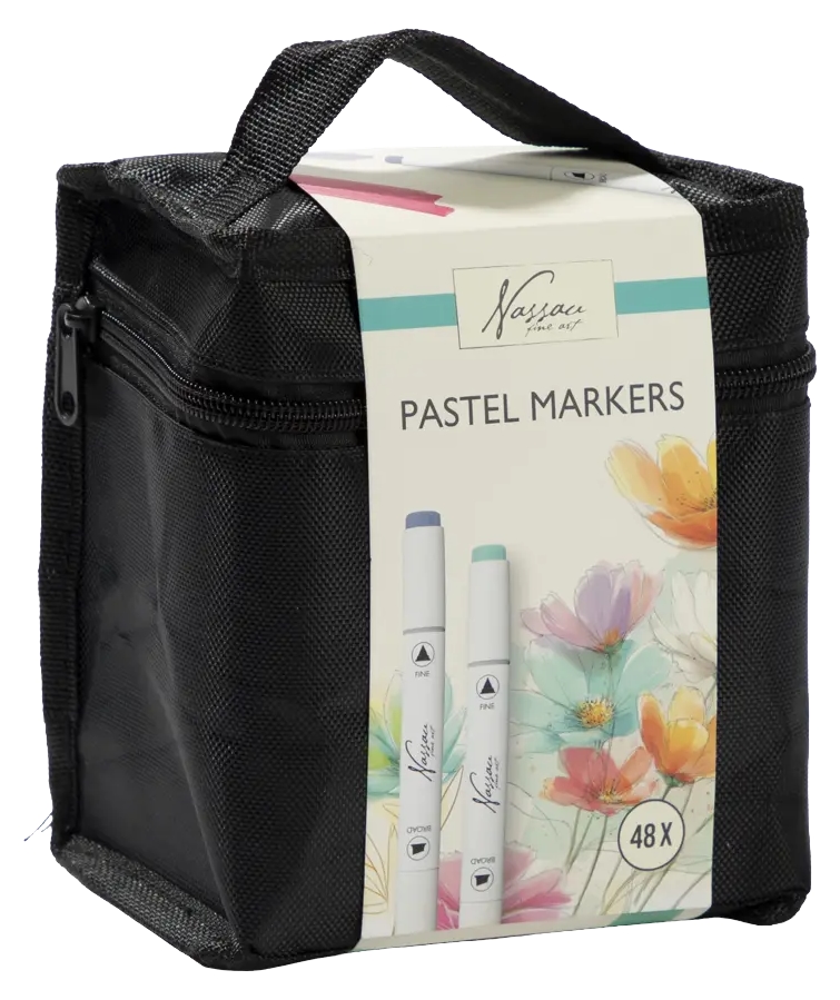 Set de markere cu două capete Nassau Fine Art - Pastel, 48 buc