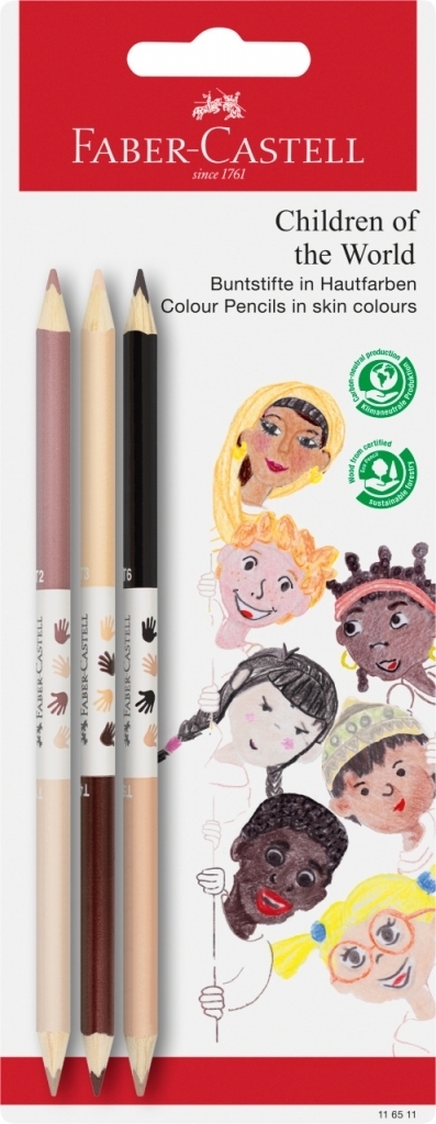 Un set de creioane cu două capete Faber-Castell -Copiii lumii, 3 buc.