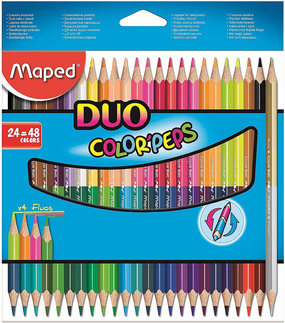 Set creioane cu doua varfuri  Maped Color Peps Duo - 24 bucati