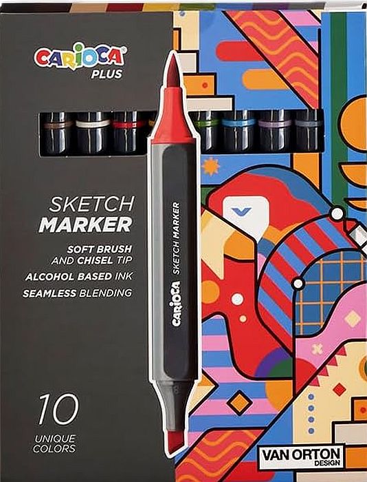 Set de markere de zgârieturi cu două capete Carioca Plus - Van Orton, 10 culori