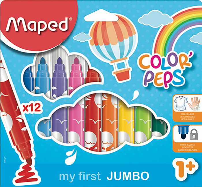 Set carioci jumbo Maped Color Peps - Early Age, 12 culori