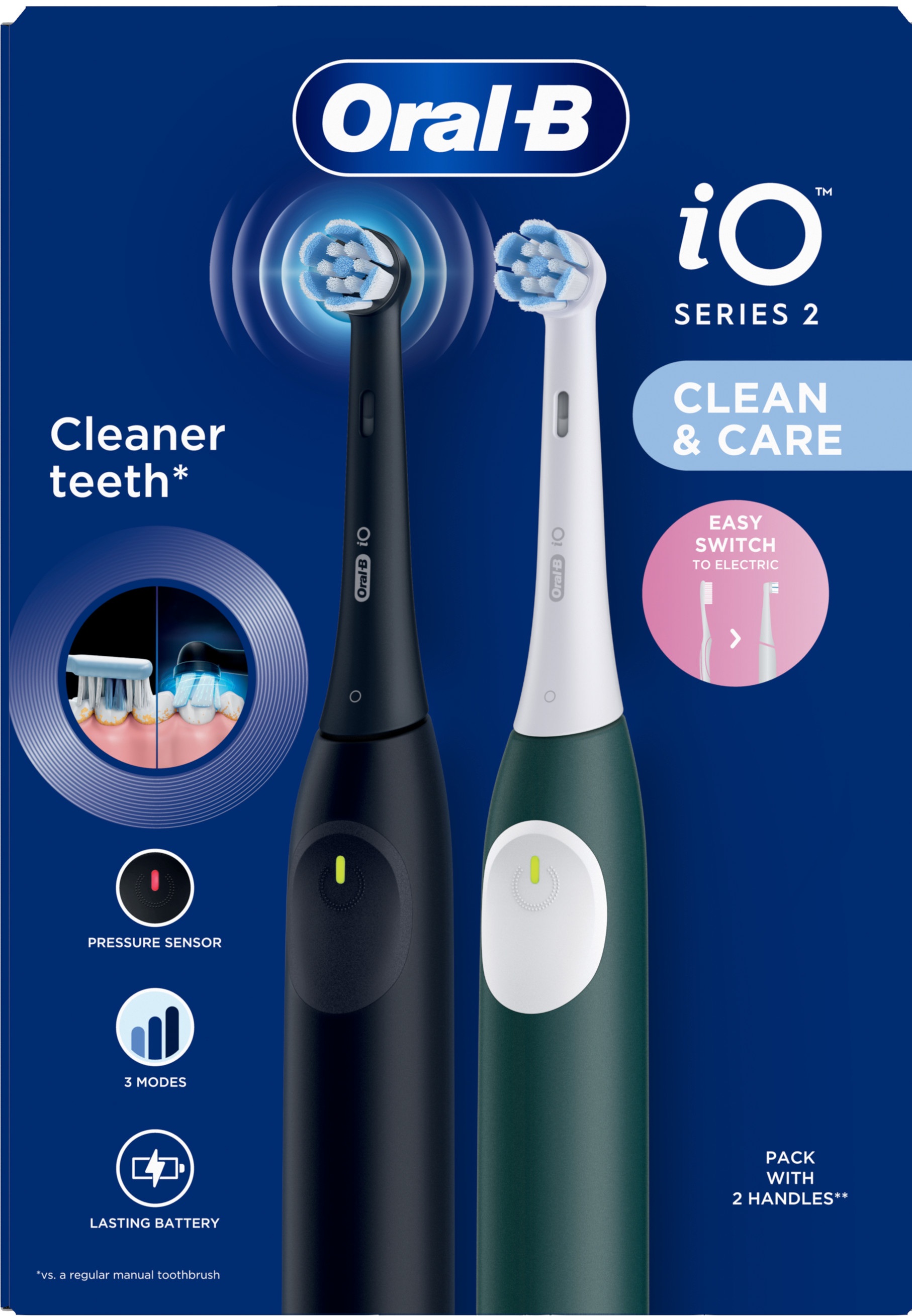 Set de perii electrice Oral-B - iO2 Clean & Care, negru și verde
