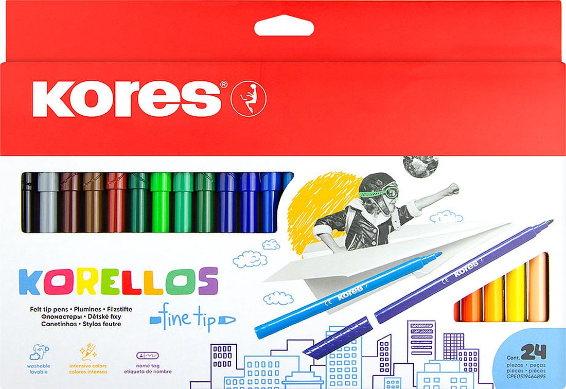 Set carioci Kores Korellos - Fine, 24 culori