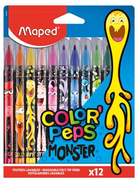 Set carioci Maped Color Peps - Monster, 12 culori