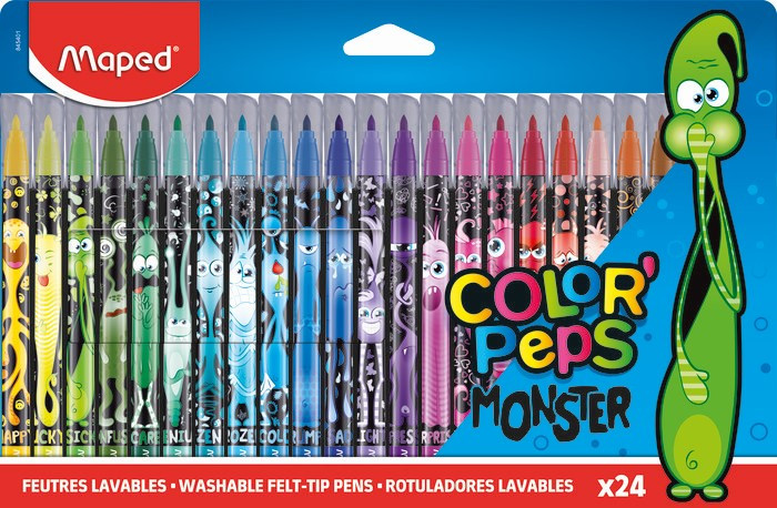 Set carioci Maped Color Peps - Monster, 24 culori