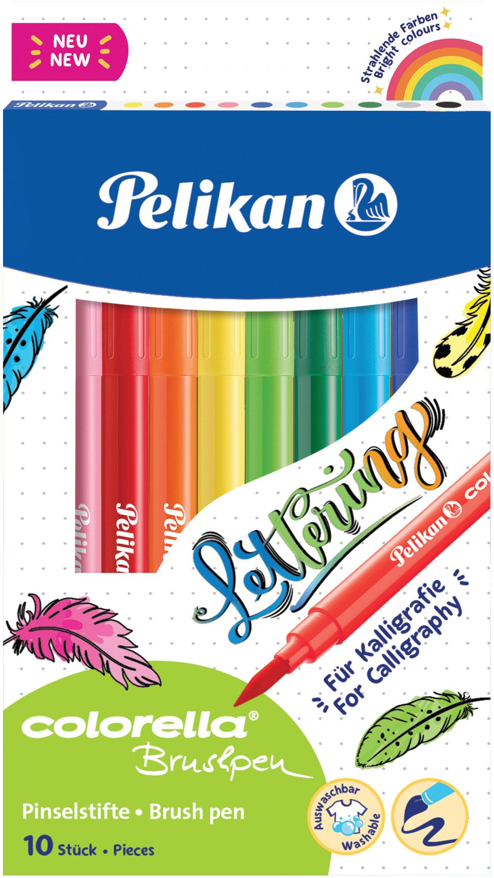 Carioca Colorella Super Brush, 10 Culori, Varf Tip Pensula, Pelikan - imagine 2