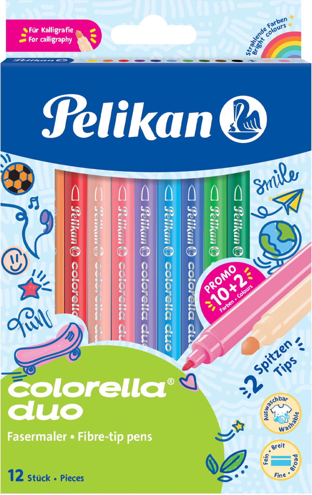 Carioca Colorella Duo C407, 12 Culori, Pelikan - imagine 2