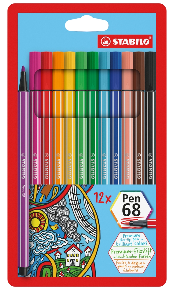 Set carioci  Stabilo Pen 68 - 12 culori