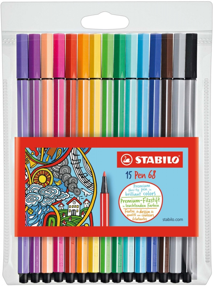 Set carioci  Stabilo Pen 68 - 15 culori
