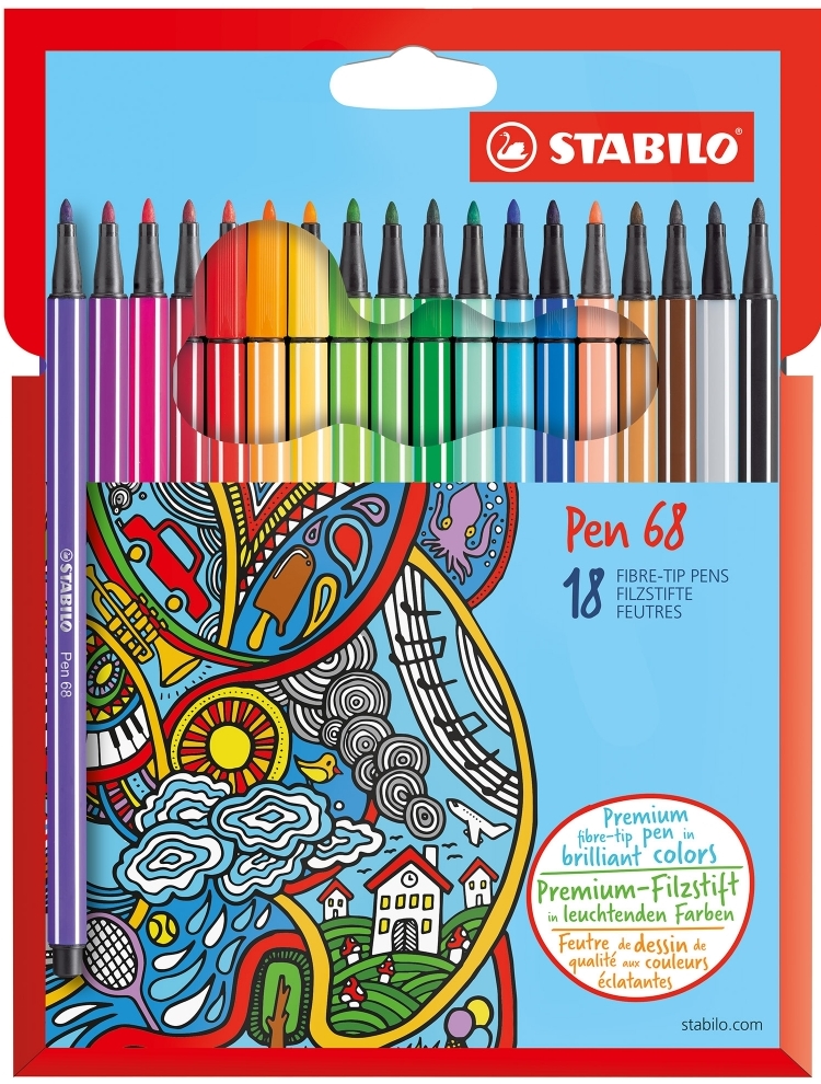 Set carioci Stabilo Pen 68 - 18 culori