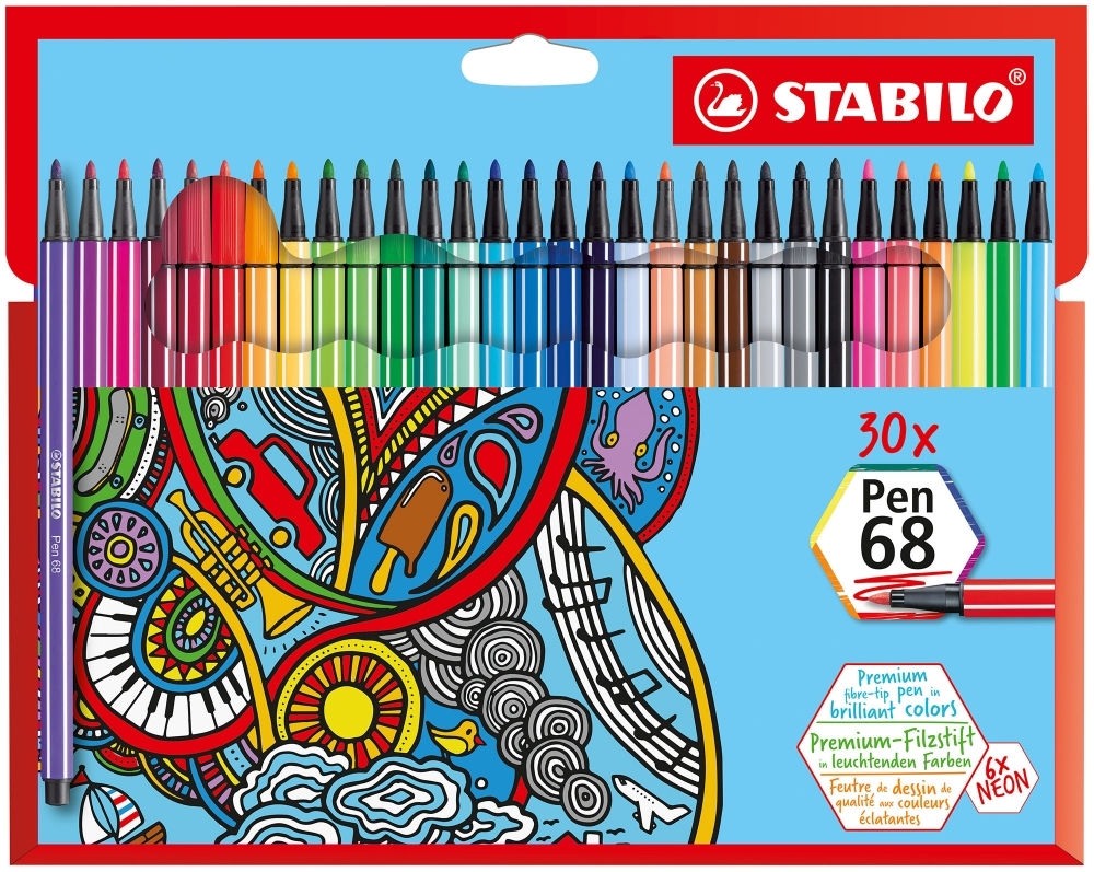Set carioci Stabilo Pen 68 - 30 culori