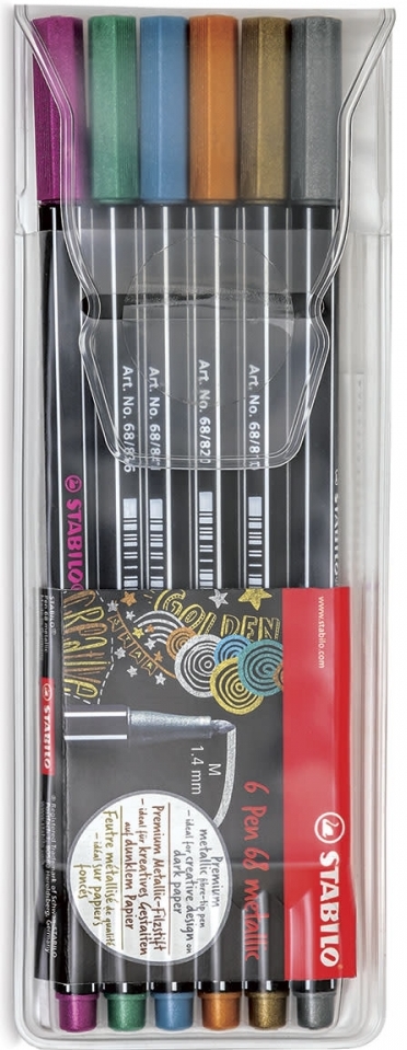 Set carioci Stabilo Pen 68 - 6 culori metalice
