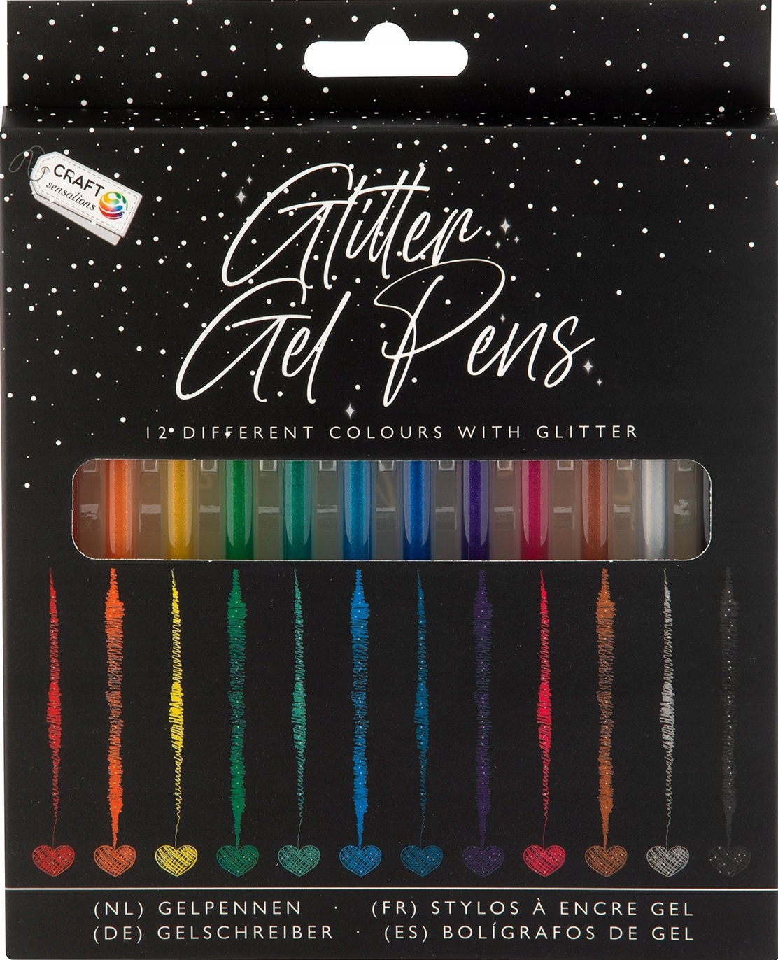 Set de pixuri cu gel și sclipici Grafix Craft Sensations - 12 culori