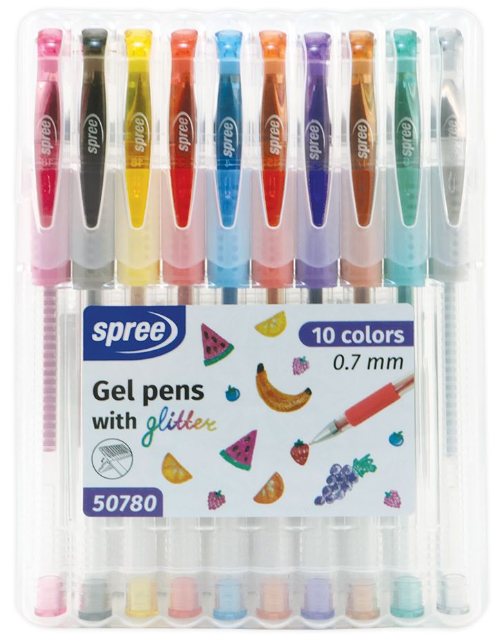 Set de pixuri cu gel Spree - 0.7 mm, 10 culori
