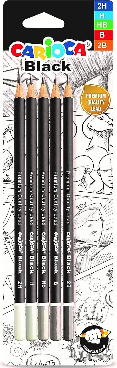 Set de creioane grafice Carioca - Negru, 5 buc
