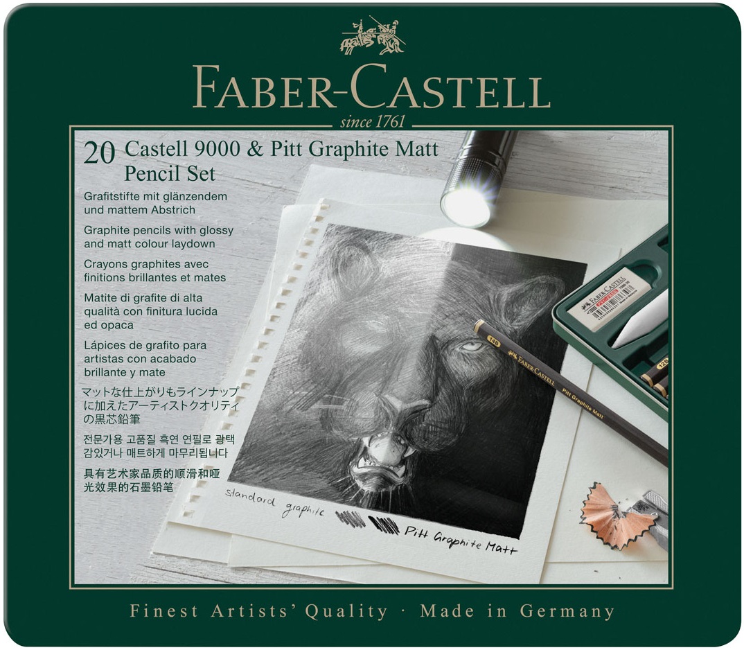 Set creioane grafit Faber-Castell Pitt & Castell 9000 - 20 buc