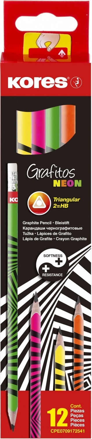 Set creioane din grafit Kores - Neon, 12 piese