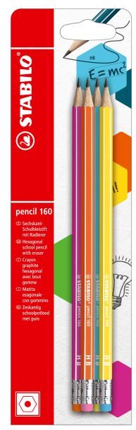 Set de creioane grafice Stabilo - HB, 4 buc, cu radieră