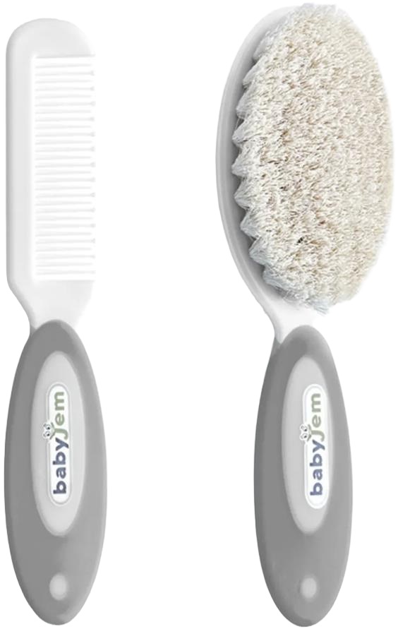 BabyJem Set pieptene și perie pentru păr natural - gri