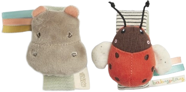 Set de brățări zornăitoare Mamas & Papas - Hippo and Ladybird, 2 buc