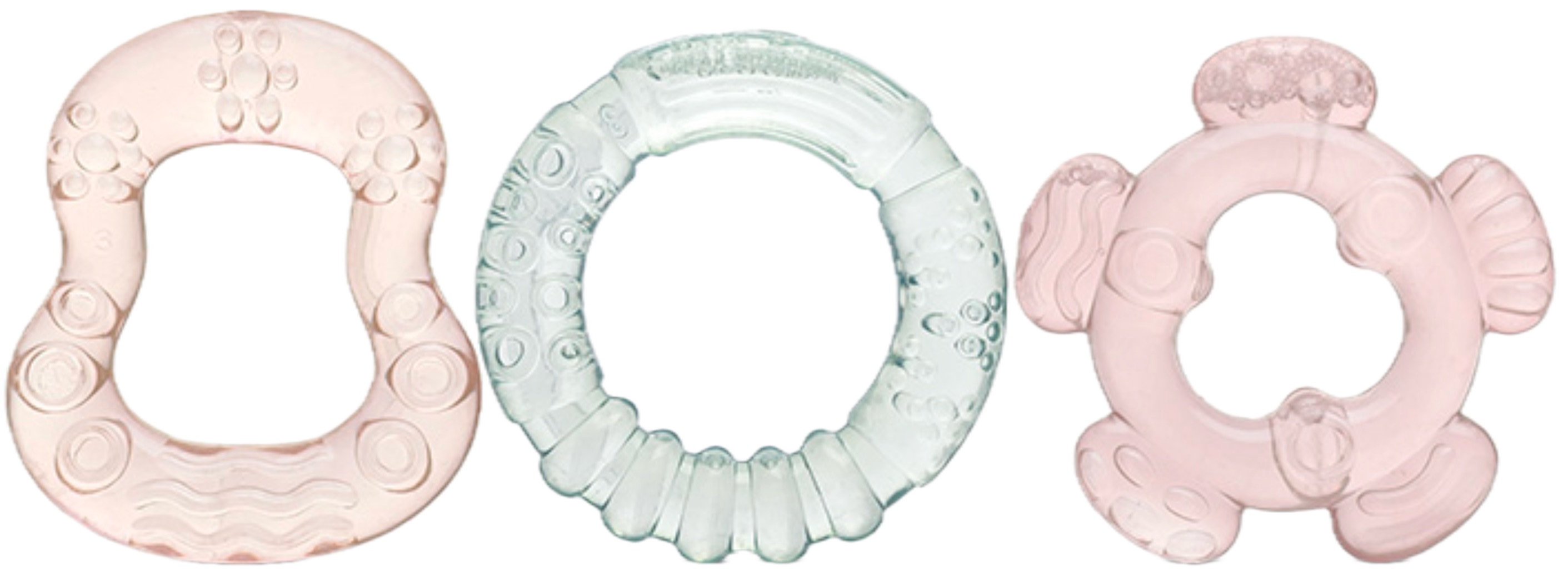 Set de jucării pentru dentiție Lorelli Baby Care - Iceberg green/Мellow rose, 3 buc