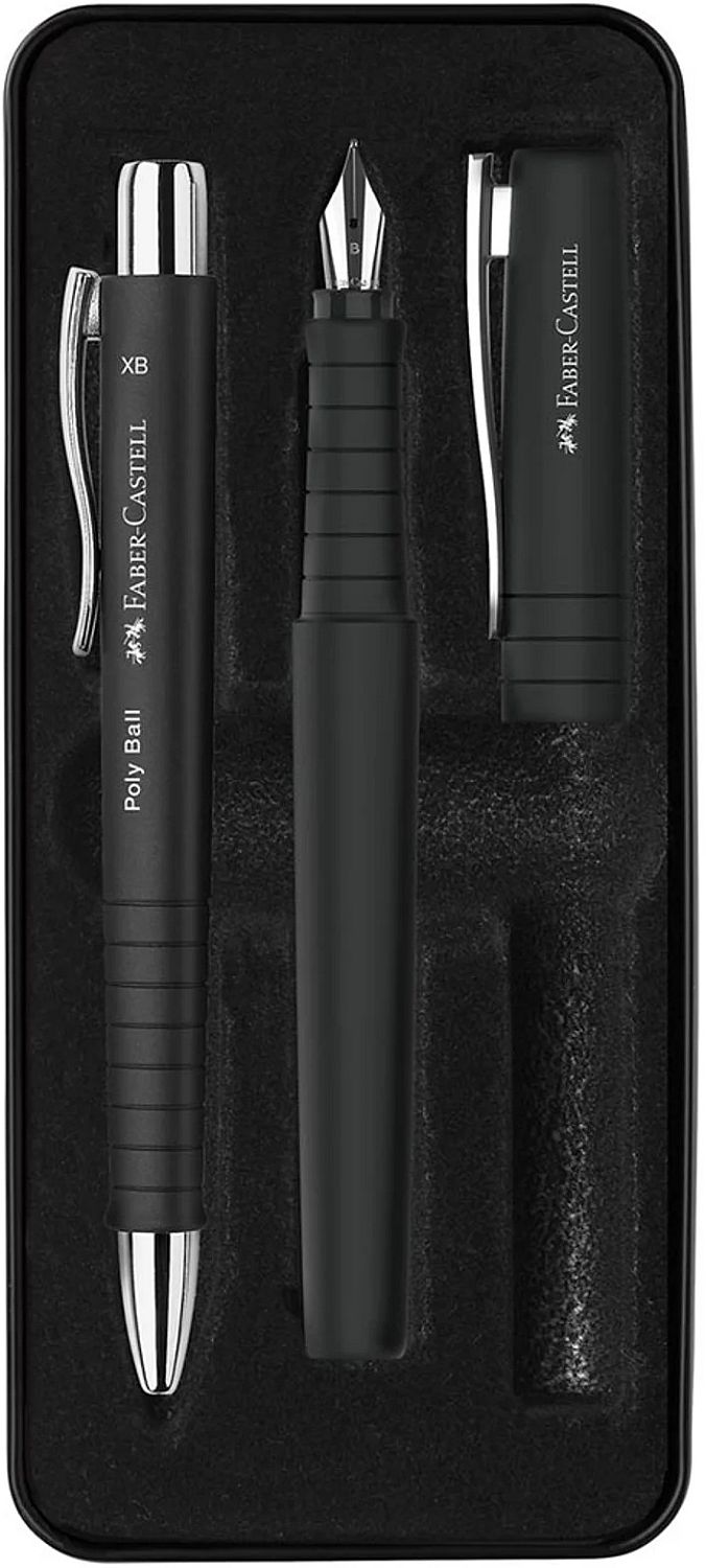 Set pix și stilou Faber-Castell Poly Ball - XB, negre